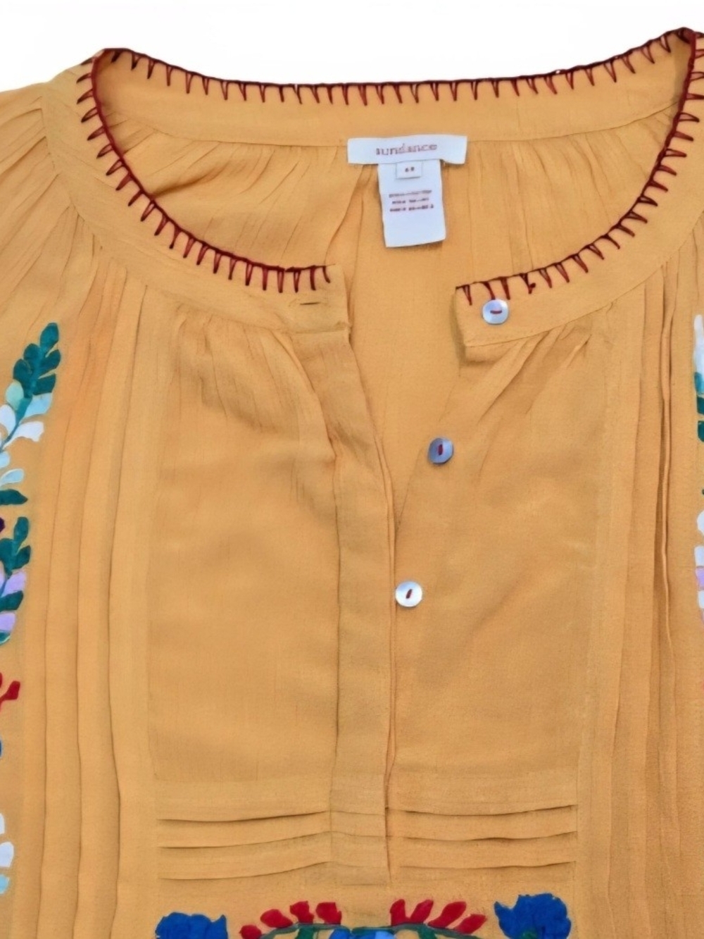 Sundance Fabled Flower Vibrant Bohemian Embroidered Peasant Top Festival size M - Picture 2 of 12